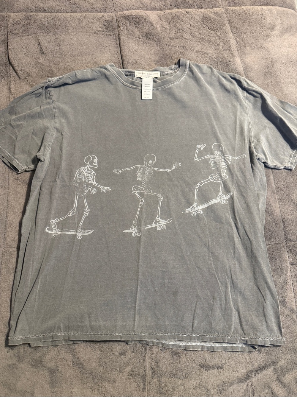 Project Social T Men's Washed Gray Skull Skateboard Graphic Tee